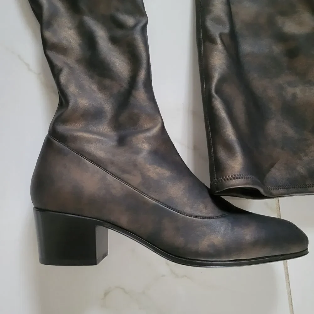 Giuseppe ZANOTTI Nicky 40 Over the Knee Marble Grey Black TALL BOOTS New in box